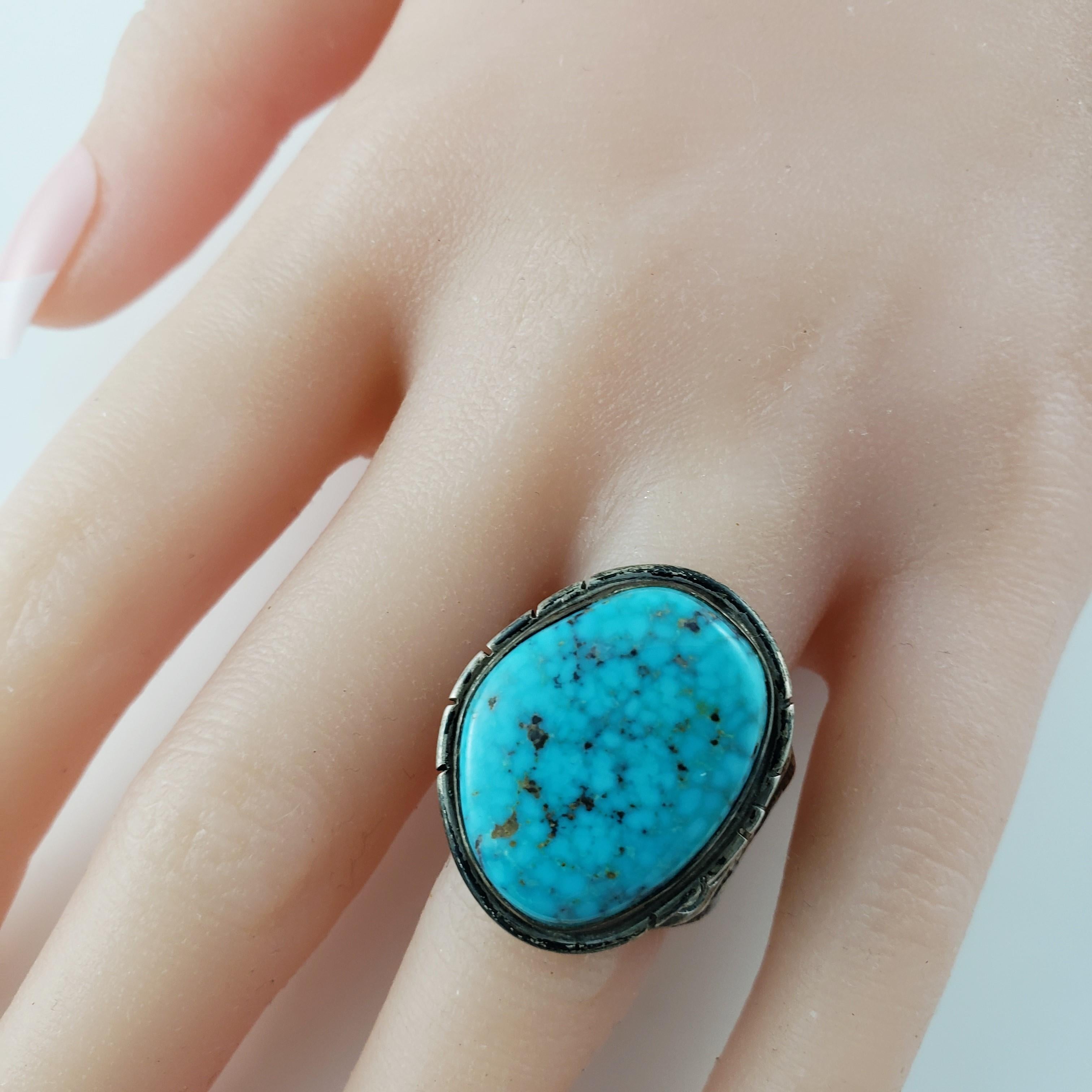 Cabochon Navajo Tony Guerro Sterling Silver Turquoise Ring