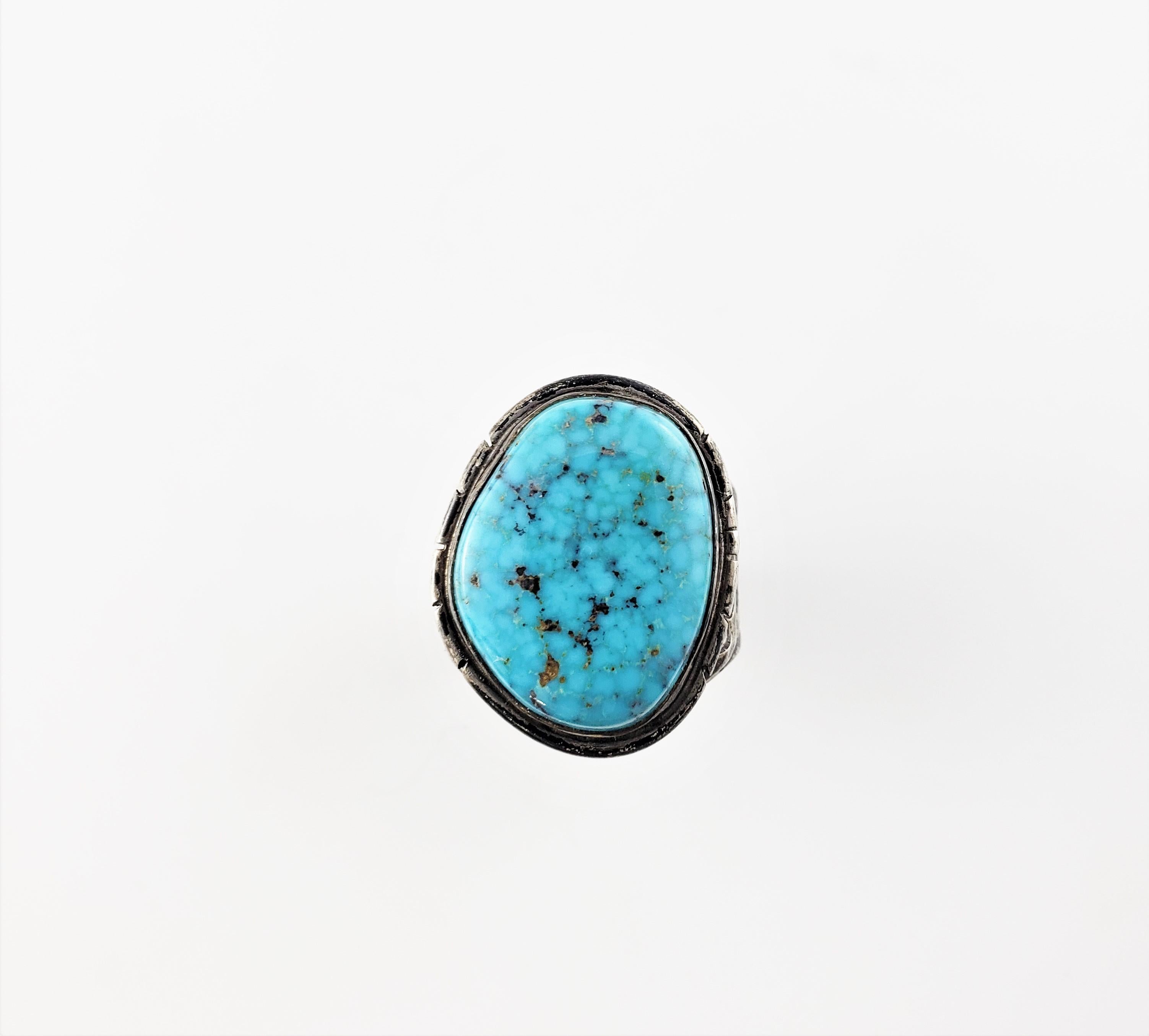 Navajo Tony Guerro Sterling Silver Turquoise Ring In Good Condition In Washington Depot, CT