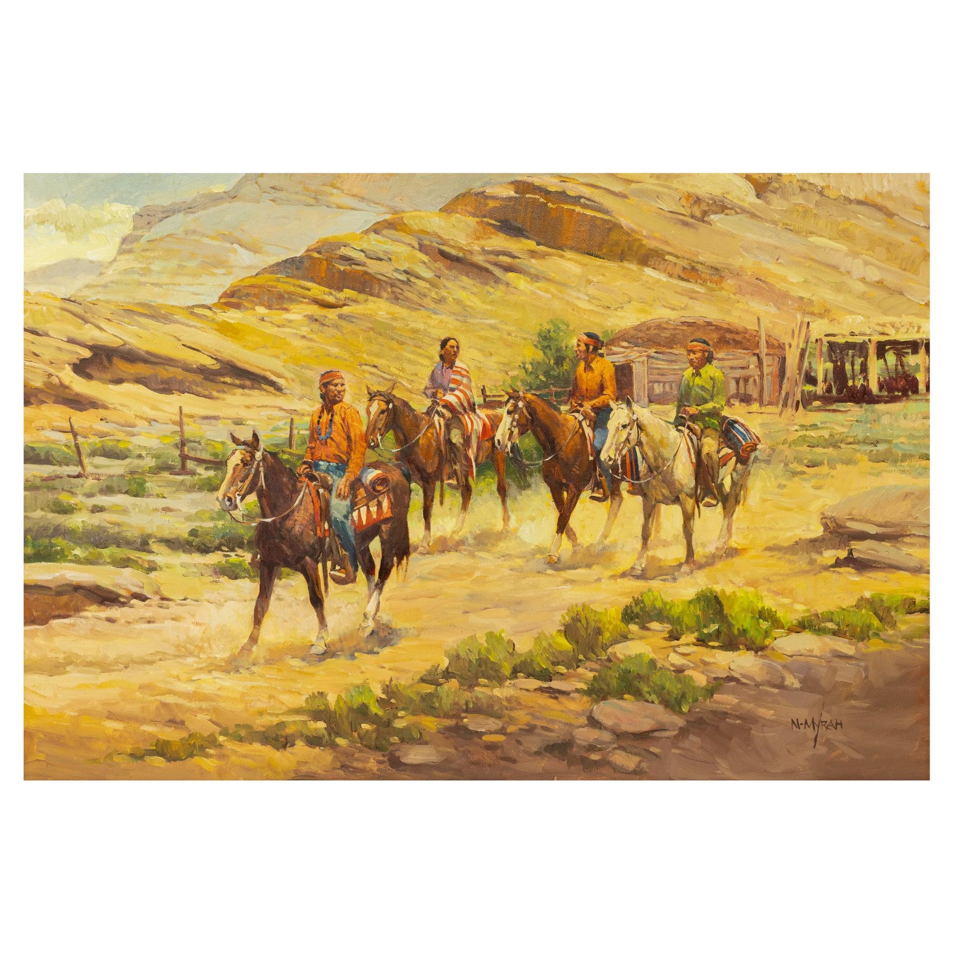 Navajo Trace Original Painting by Newman Myrah For Sale