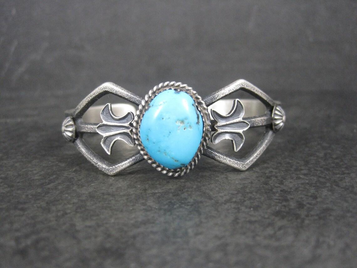 Native American Navajo Tufa Turquoise Cuff Bracelet For Sale