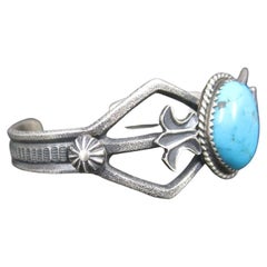 Navajo Tufa Turquoise Cuff Bracelet