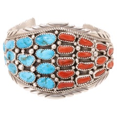 Pulsera Navajo de Turquesa y Coral
