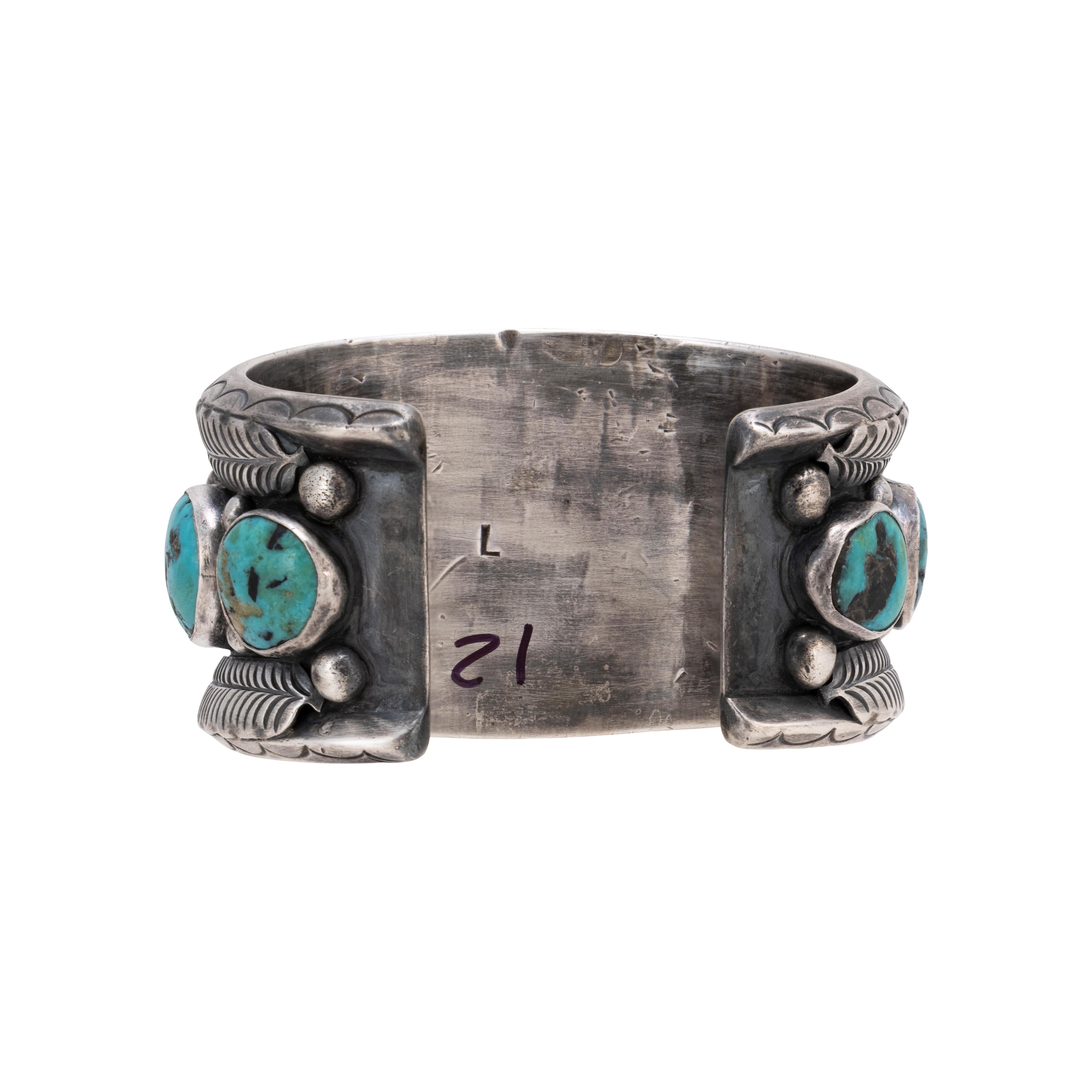 Taille mixte Bracelet manchette Navajo en turquoise et corail en vente