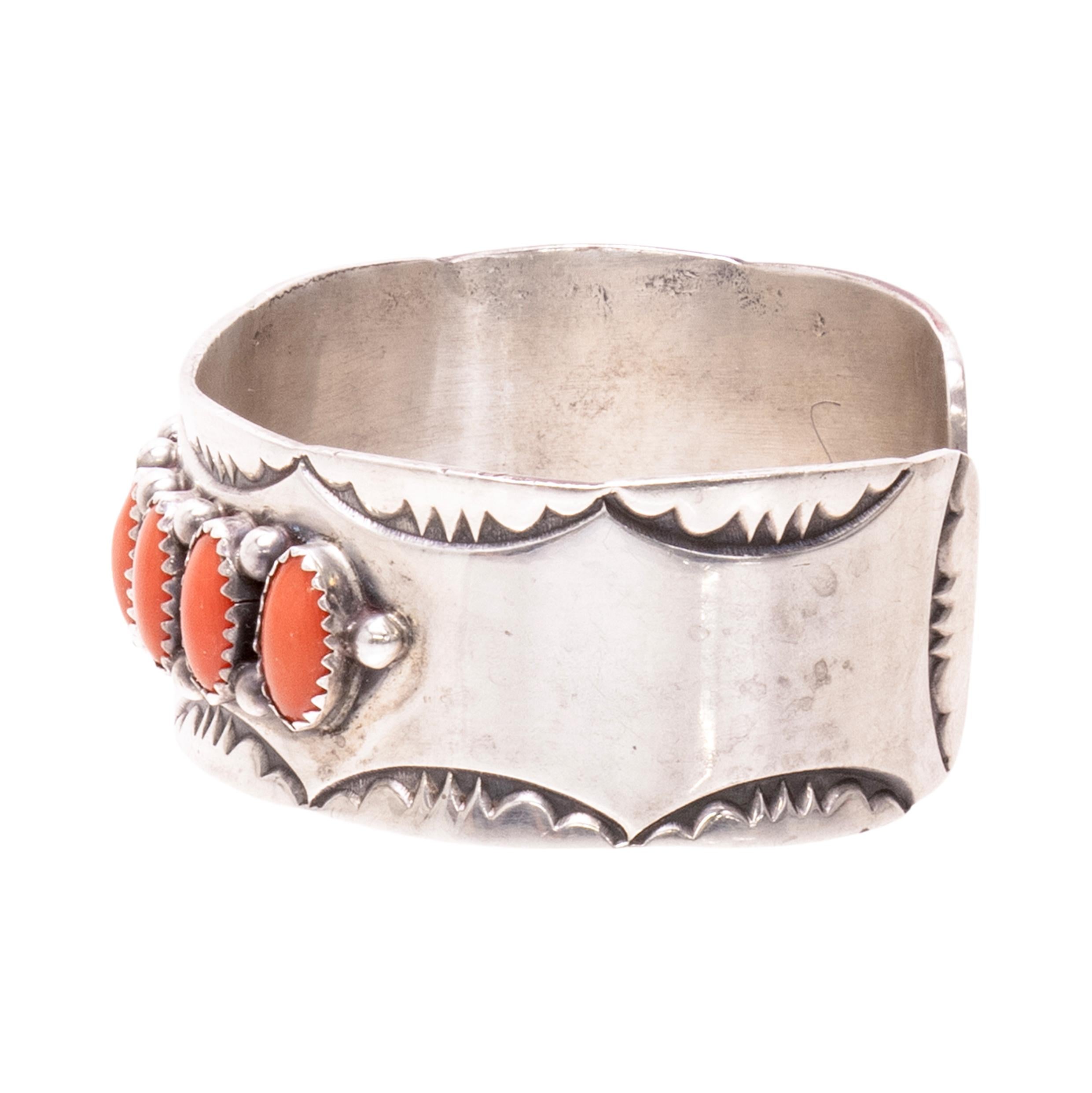 Taglio ovale Bracciale Navajo in turchese e corallo in vendita
