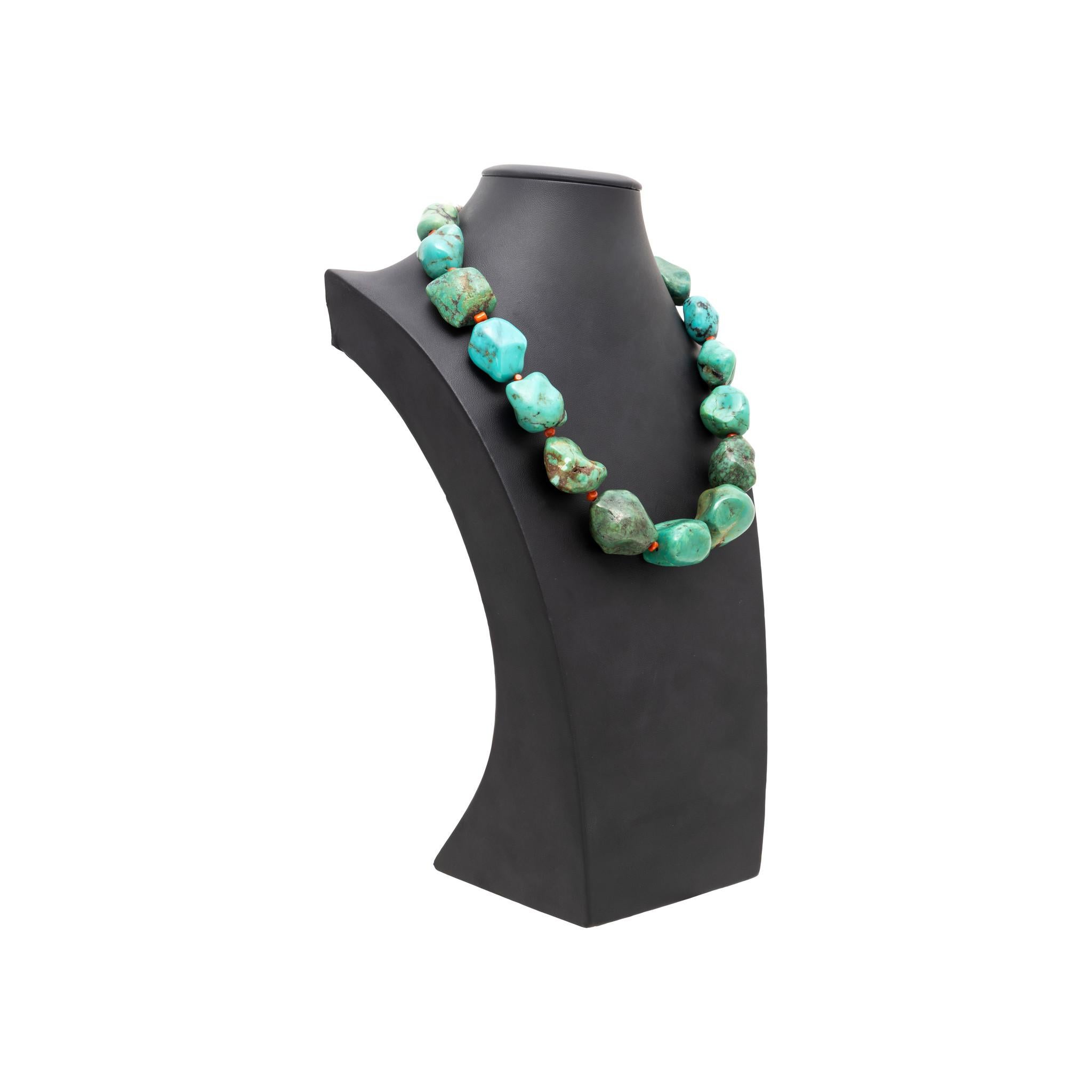 Navajo Türkis und Koralle Halskette (Perle) im Angebot