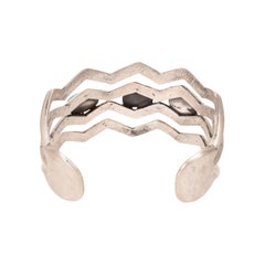 Navajo Turquoise and Sand Cast Sterling Silver Cuff Bracelet
