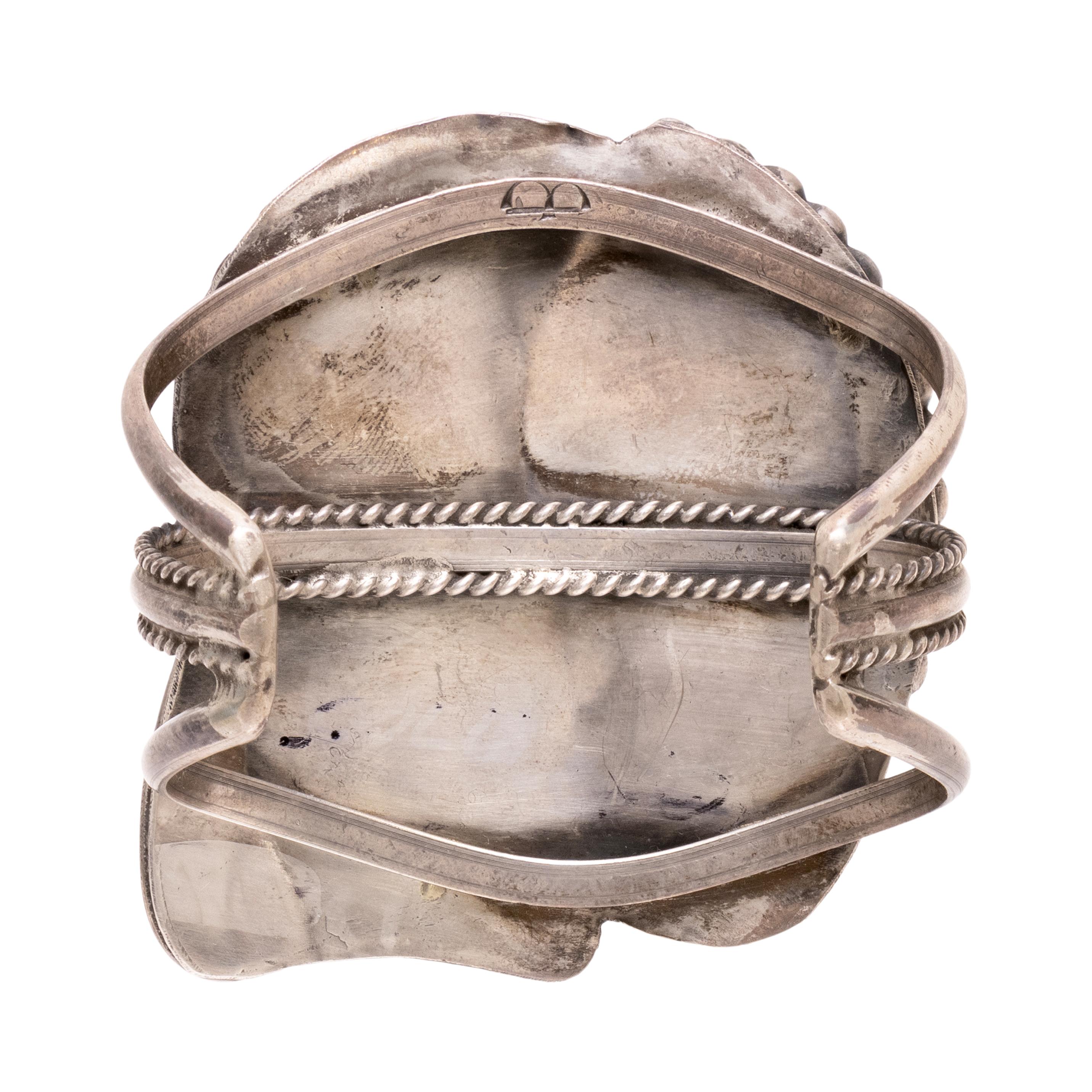 Navajo Türkis und Silber Blatt Manschette Armband (Indigene Kunst (Nord-/Südamerika)) im Angebot