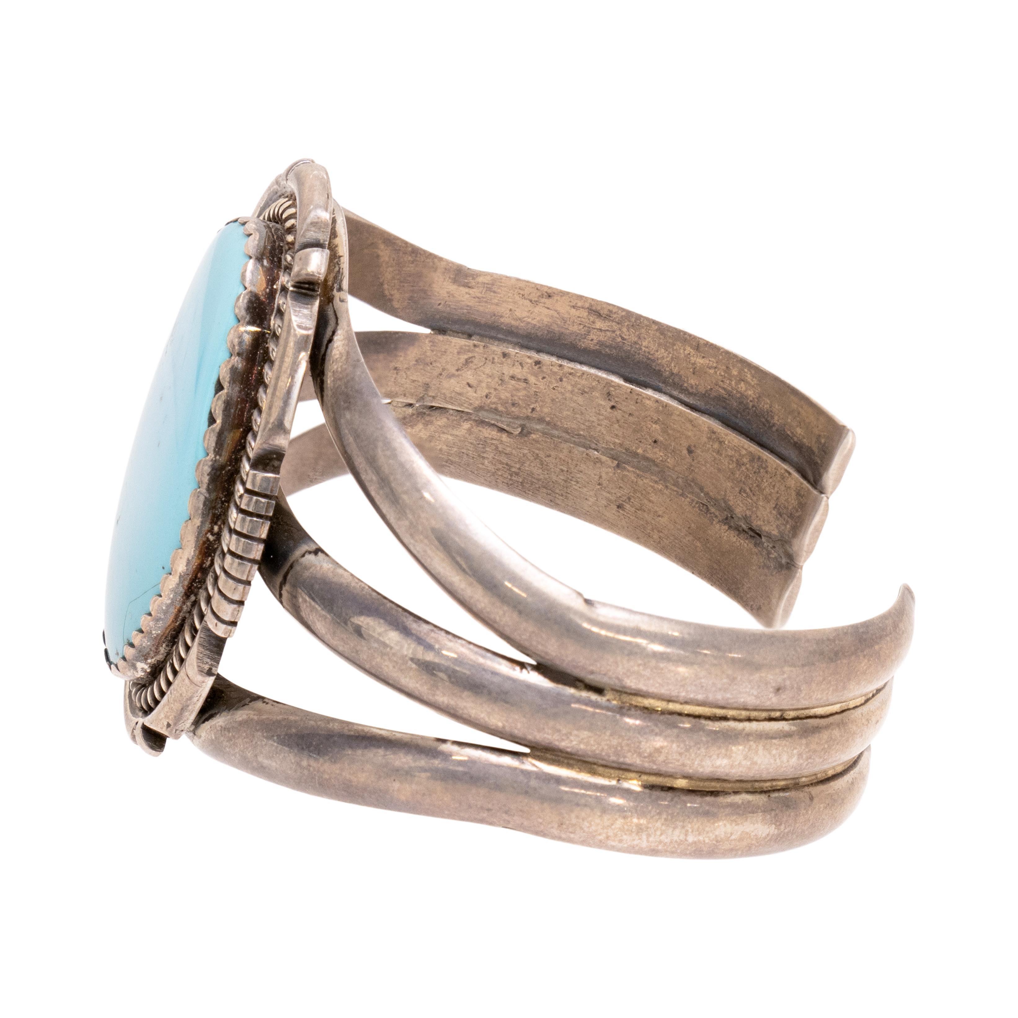 Native American Navajo Turquoise and Sterling Bracelet For Sale