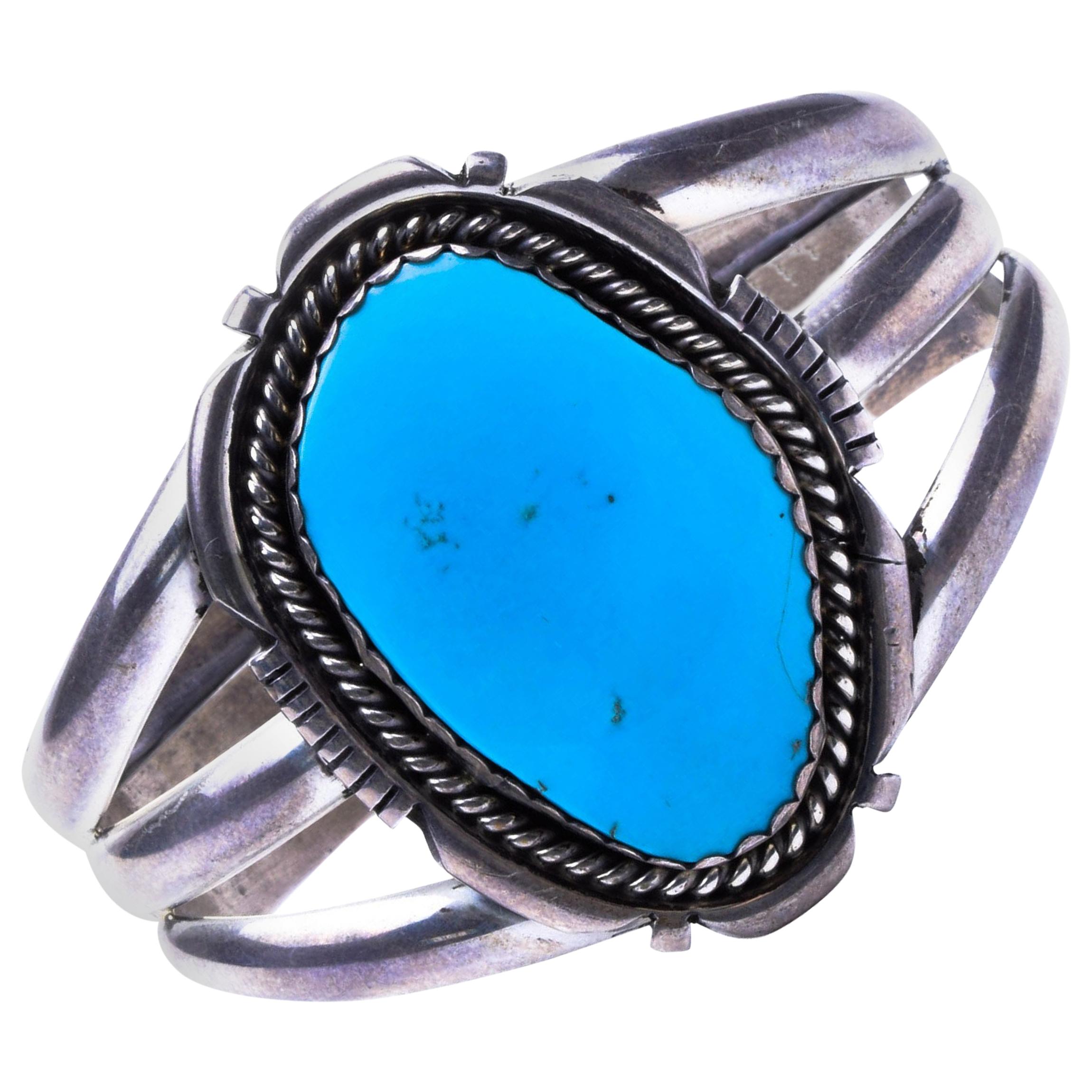 Bracelet Navajo en turquoise et argent sterling en vente