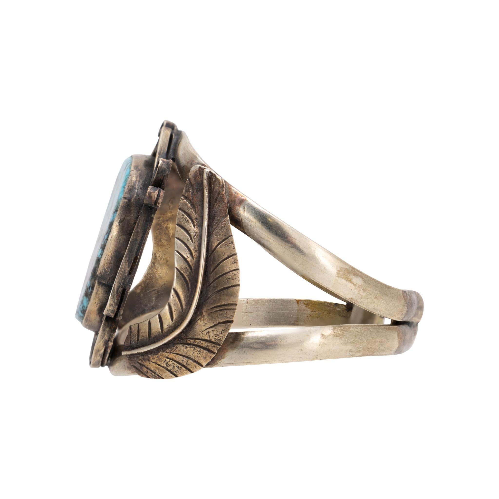 Pulsera de Turquesa Navajo y Plata de Ley nativo estadounidense en venta