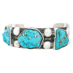 Vintage Navajo Turquoise and Sterling Cuff