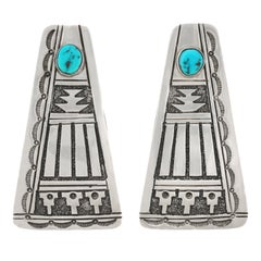 Retro Navajo Turquoise and Sterling Earrings, circa 1970s