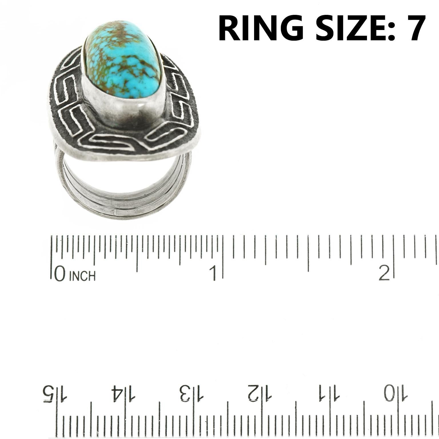 Women's or Men's Navajo Turquoise and Sterling Ring by Harold Lovato