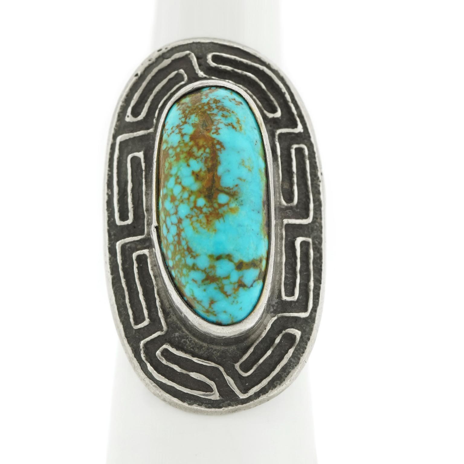 Navajo Turquoise and Sterling Ring by Harold Lovato 2