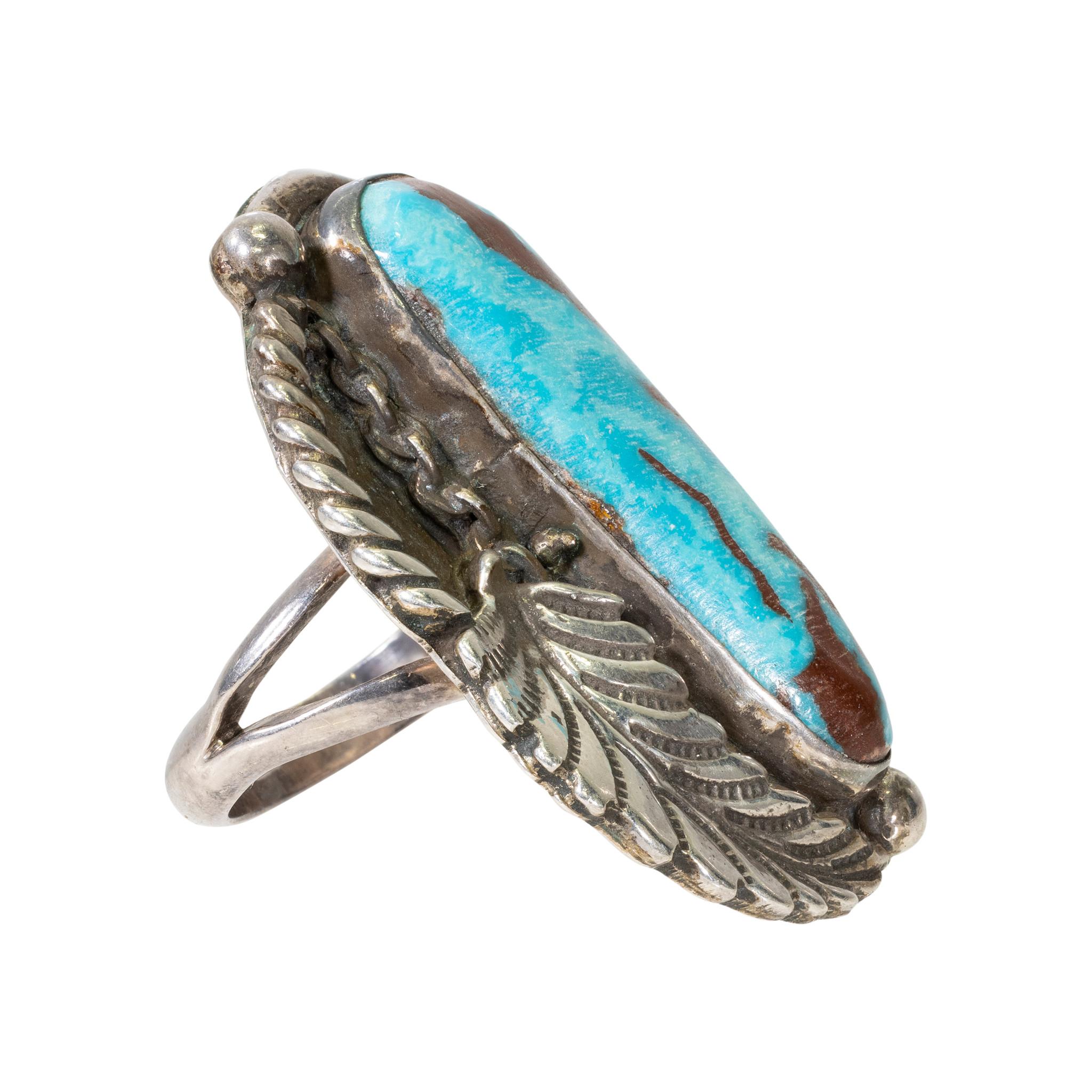 Bague Navajo en turquoise et argent sterling Bon état - En vente à Coeur d Alene, ID