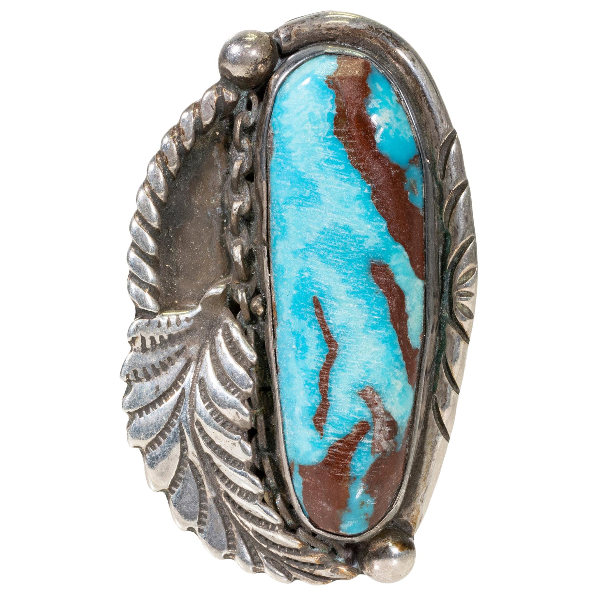 Navajo Turquoise and Sterling Ring For Sale