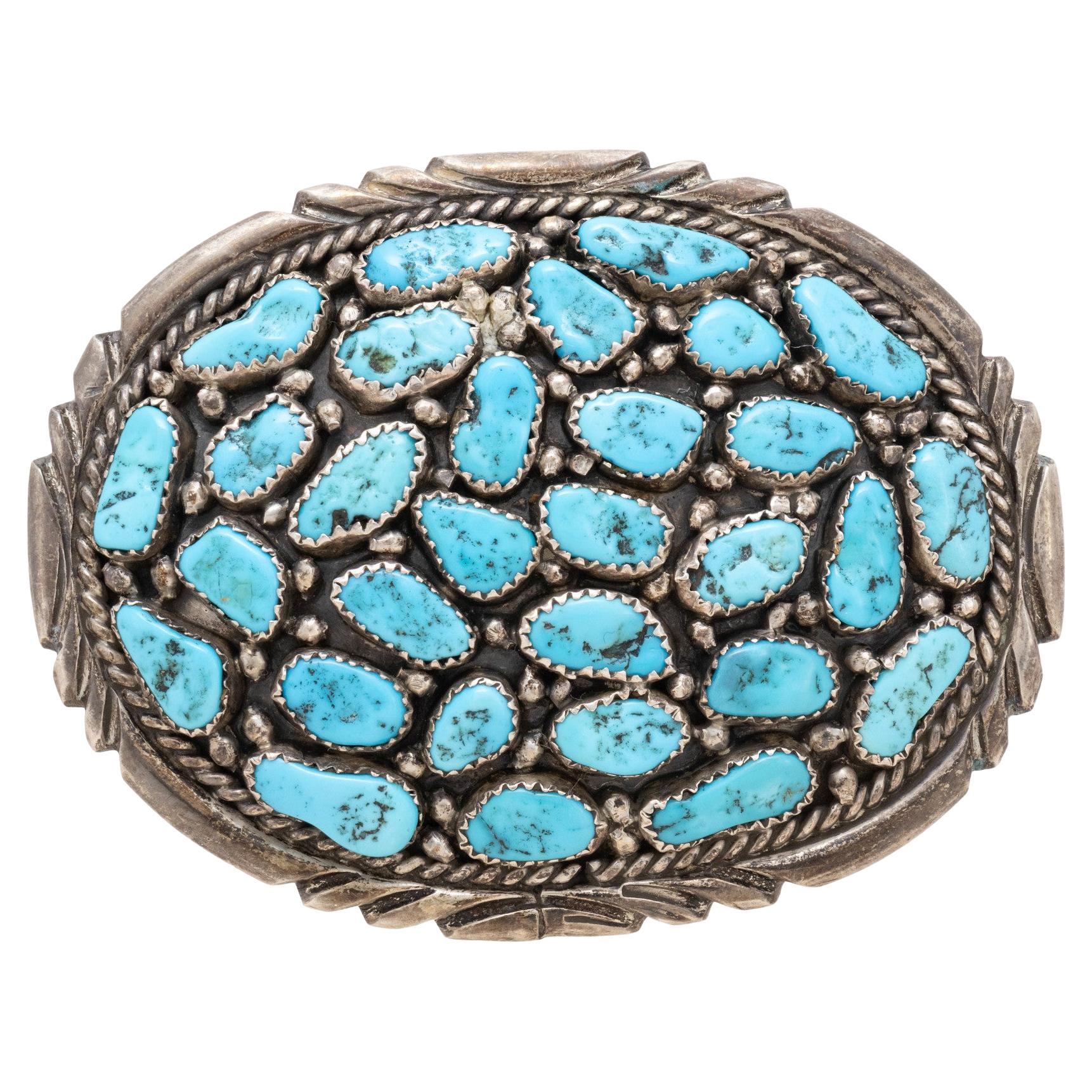 Navajo Turquoise and Sterling Silver Belt Buckle