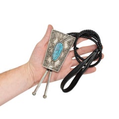 Navajo Turquoise and Sterling Silver Bolo Tie
