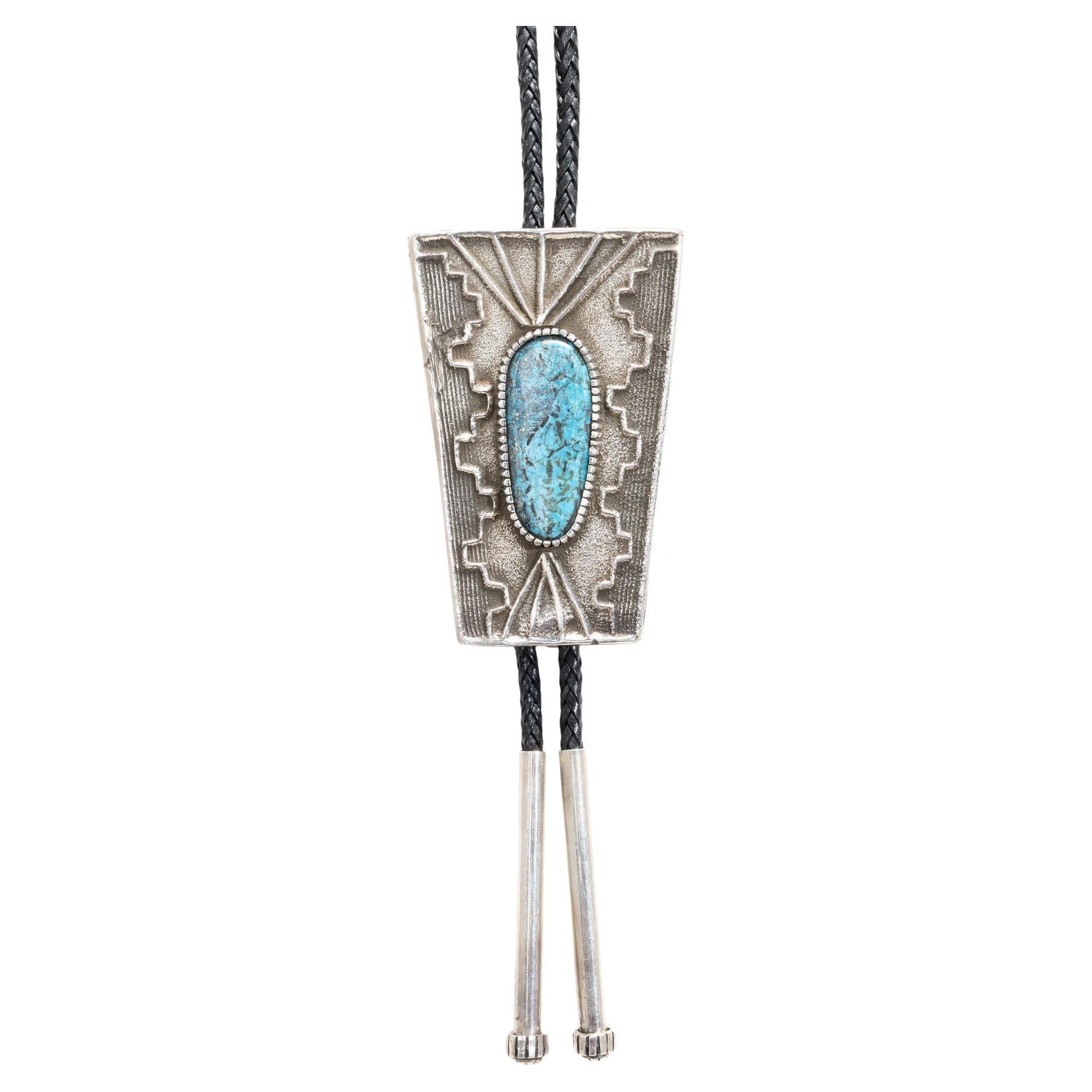 Cravatta Bolo in turchese Navajo e argento sterling in vendita