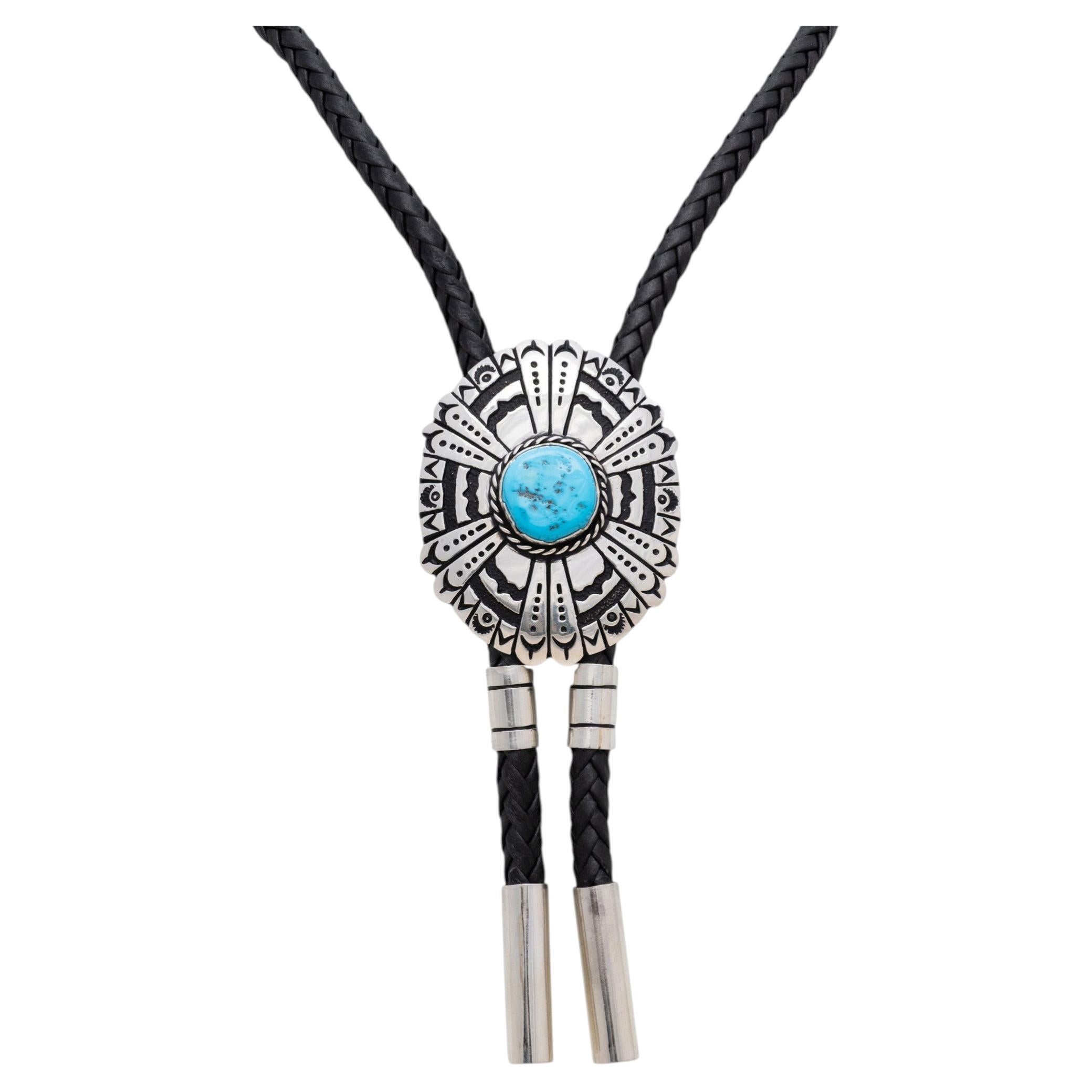 Navajo Turquoise and Sterling Silver Bolo Tie