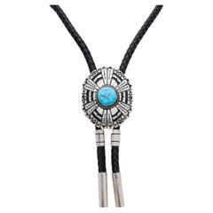 Navajo Turquoise and Sterling Silver Bolo Tie