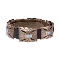 Navajo Turquoise and Sterling Silver Concho Belt