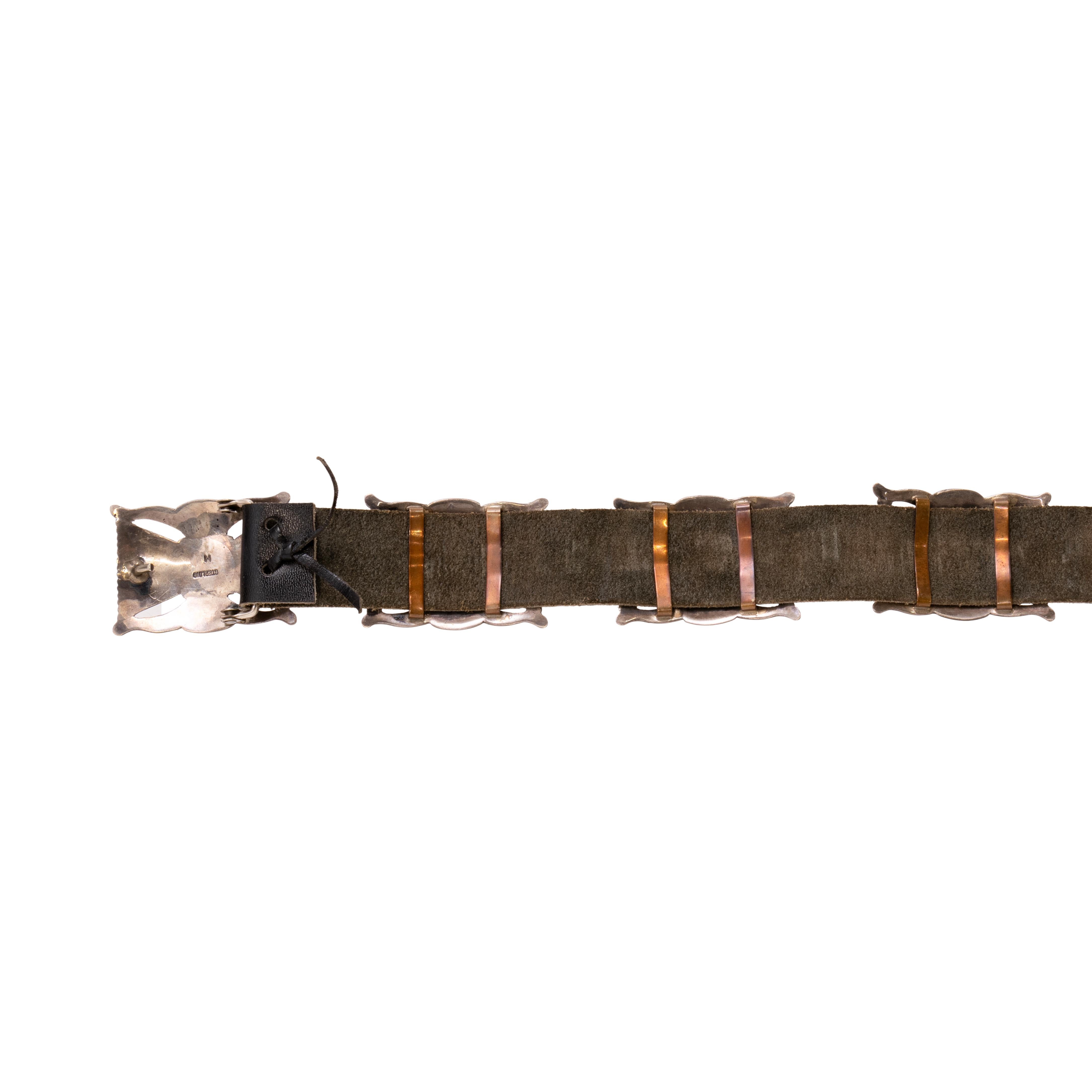 Oval Cut Navajo Turquoise and Sterling Silver Concho Belt For Sale