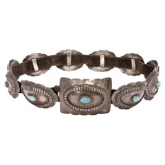 Navajo Turquoise and Sterling Silver Concho Belt