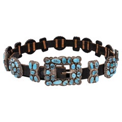 Navajo Turquoise and Sterling Silver Concho Belt