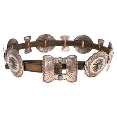 Cintura Concho in turchese Navajo e argento sterling