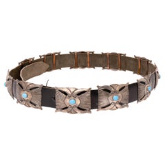 Navajo Turquoise and Sterling Silver Concho Belt