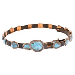 Navajo Turquoise and Sterling Silver Concho Belt