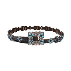 Navajo Turquoise and Sterling Silver Concho Belt