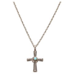 Navajo Turquoise and Sterling Silver Cross Pendant