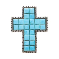 Navajo Turquoise and Sterling Silver Cross Pendant