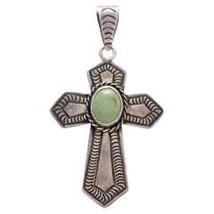 Navajo Turquoise and Sterling Silver Cross Pendant