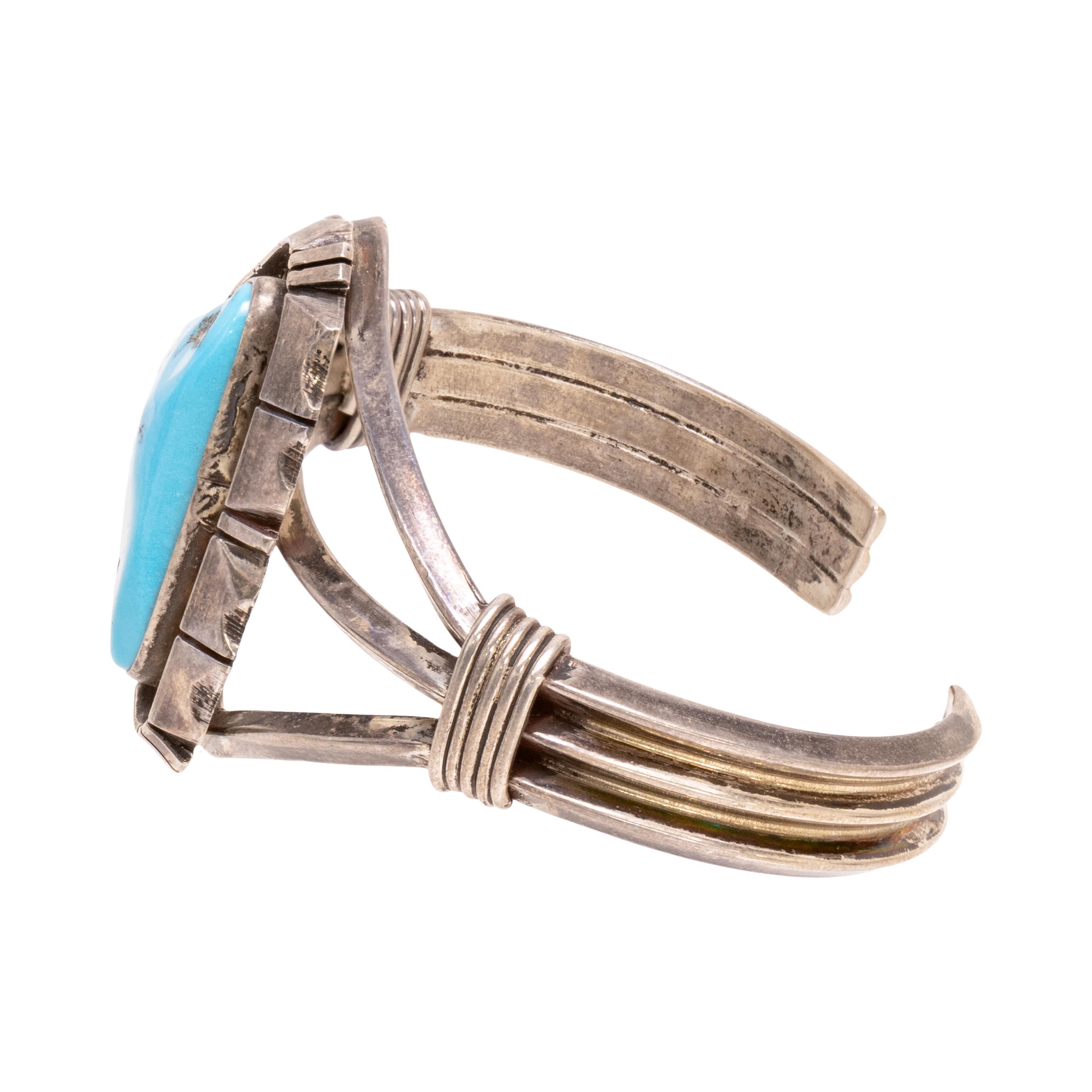 Nativo americano Bracciale in turchese Navajo e argento sterling in vendita