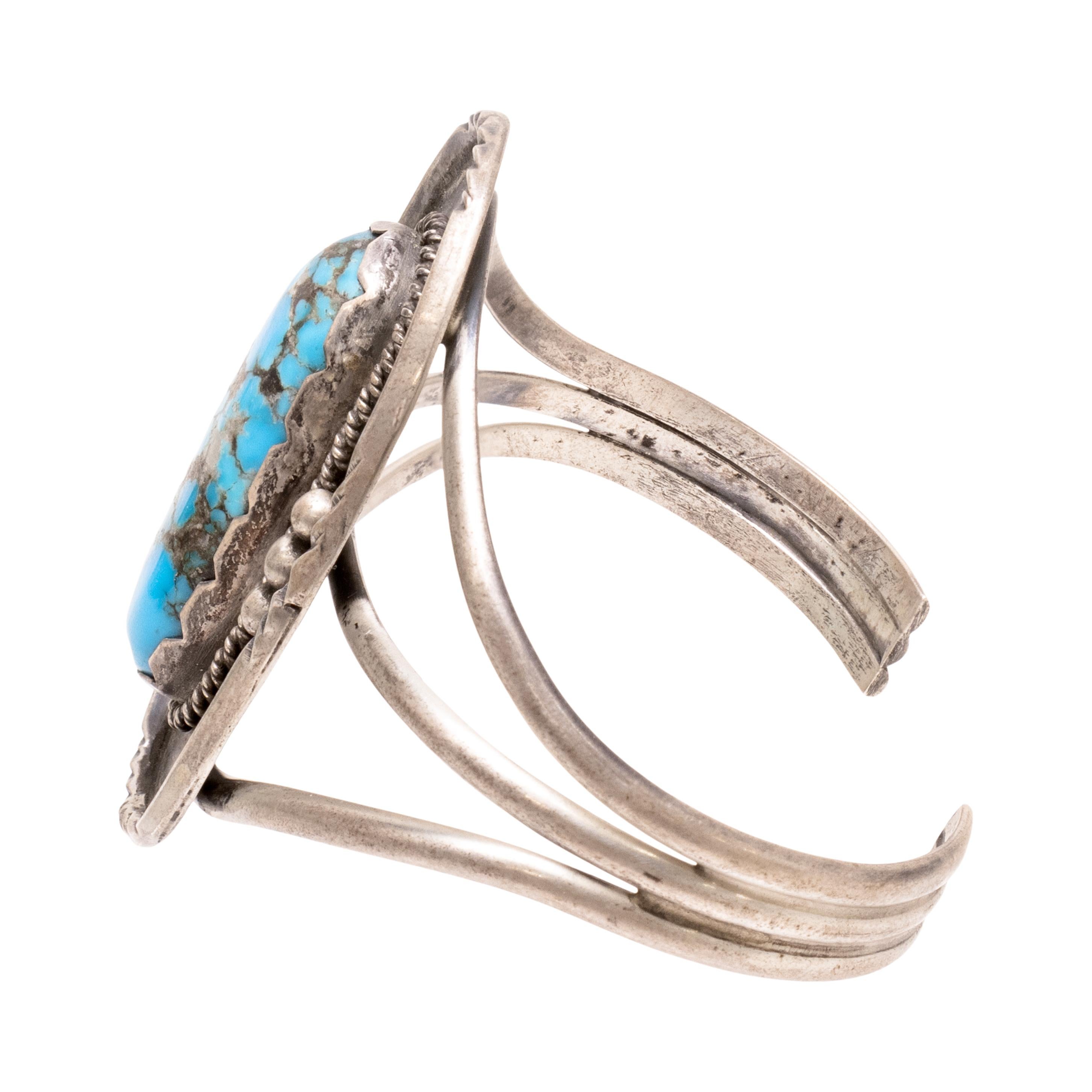 Taglio ovale Bracciale in turchese Navajo e argento sterling in vendita