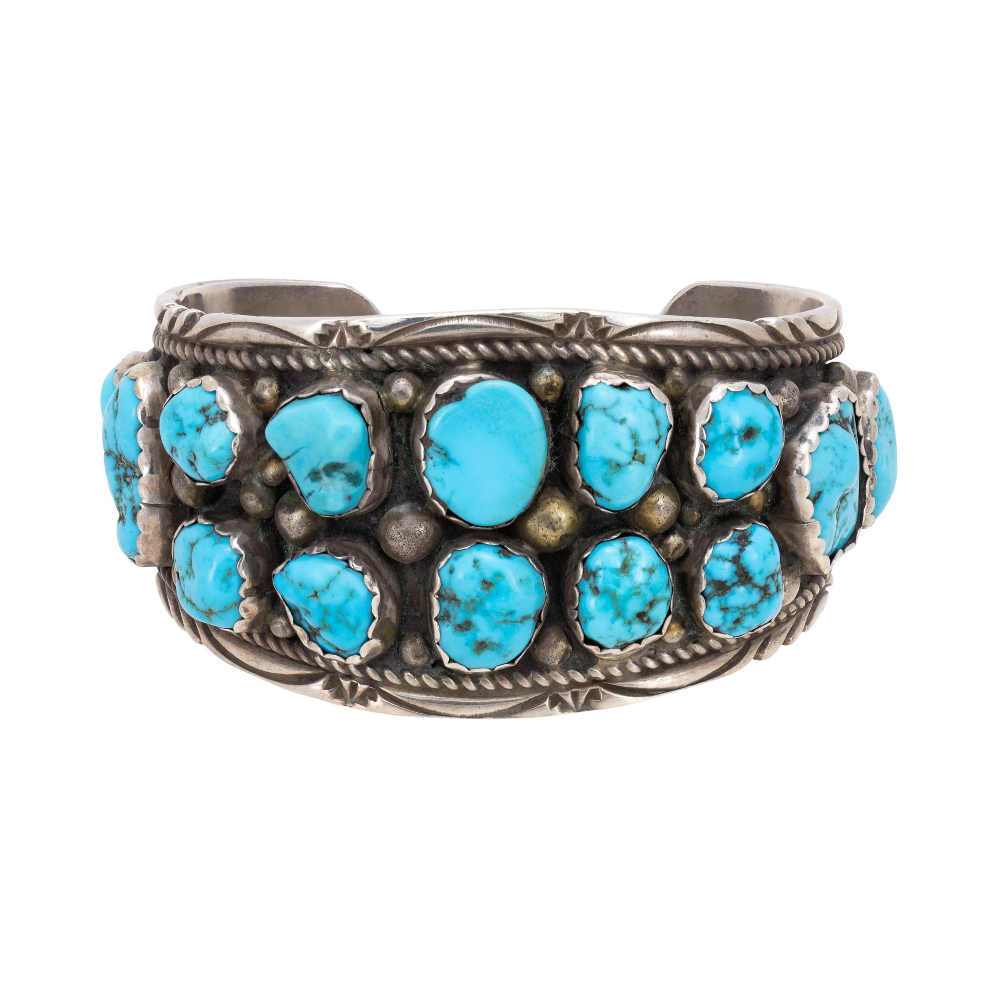 Bracciale in turchese Navajo e argento sterling In condizioni buone in vendita a Coeur d Alene, ID