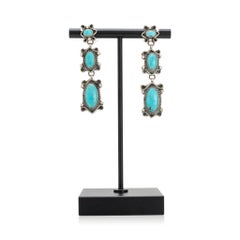 Navajo Turquoise and Sterling Silver Dangle Earrings