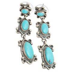 Orecchini pendenti in turchese Navajo e argento sterling