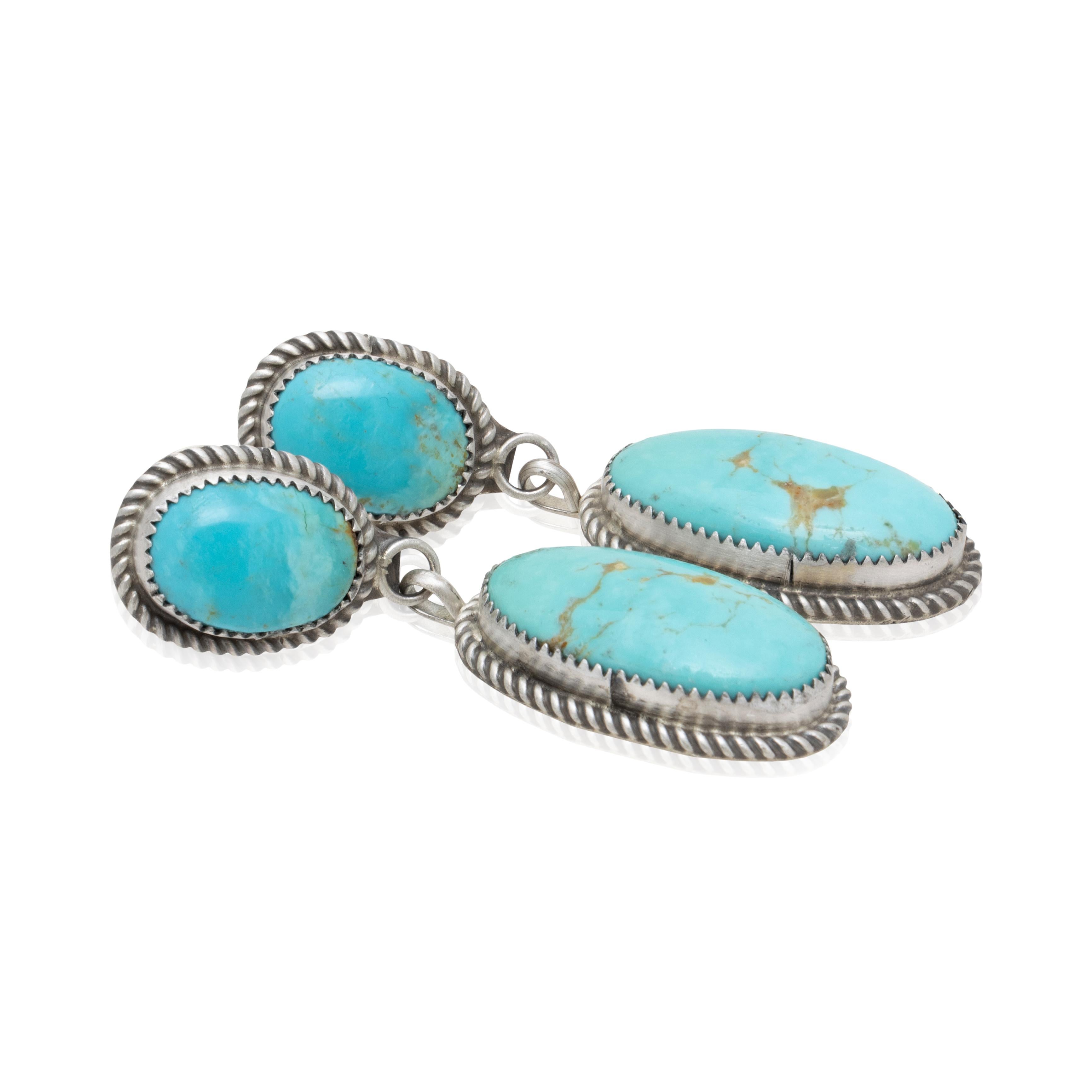 Nativo americano Orecchini a goccia in turchese Navajo e argento sterling in vendita