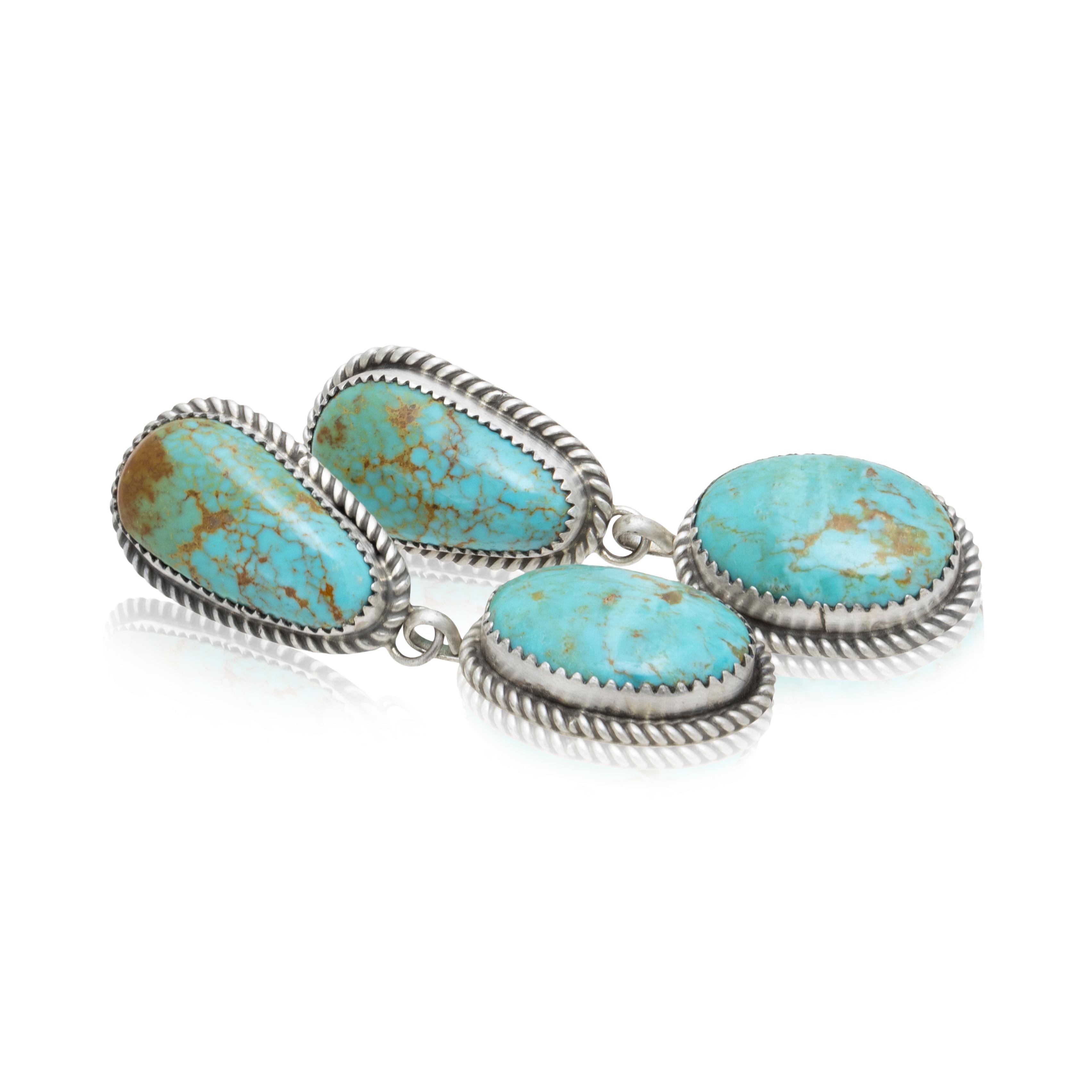 Nativo americano Orecchini a goccia in turchese Navajo e argento sterling in vendita