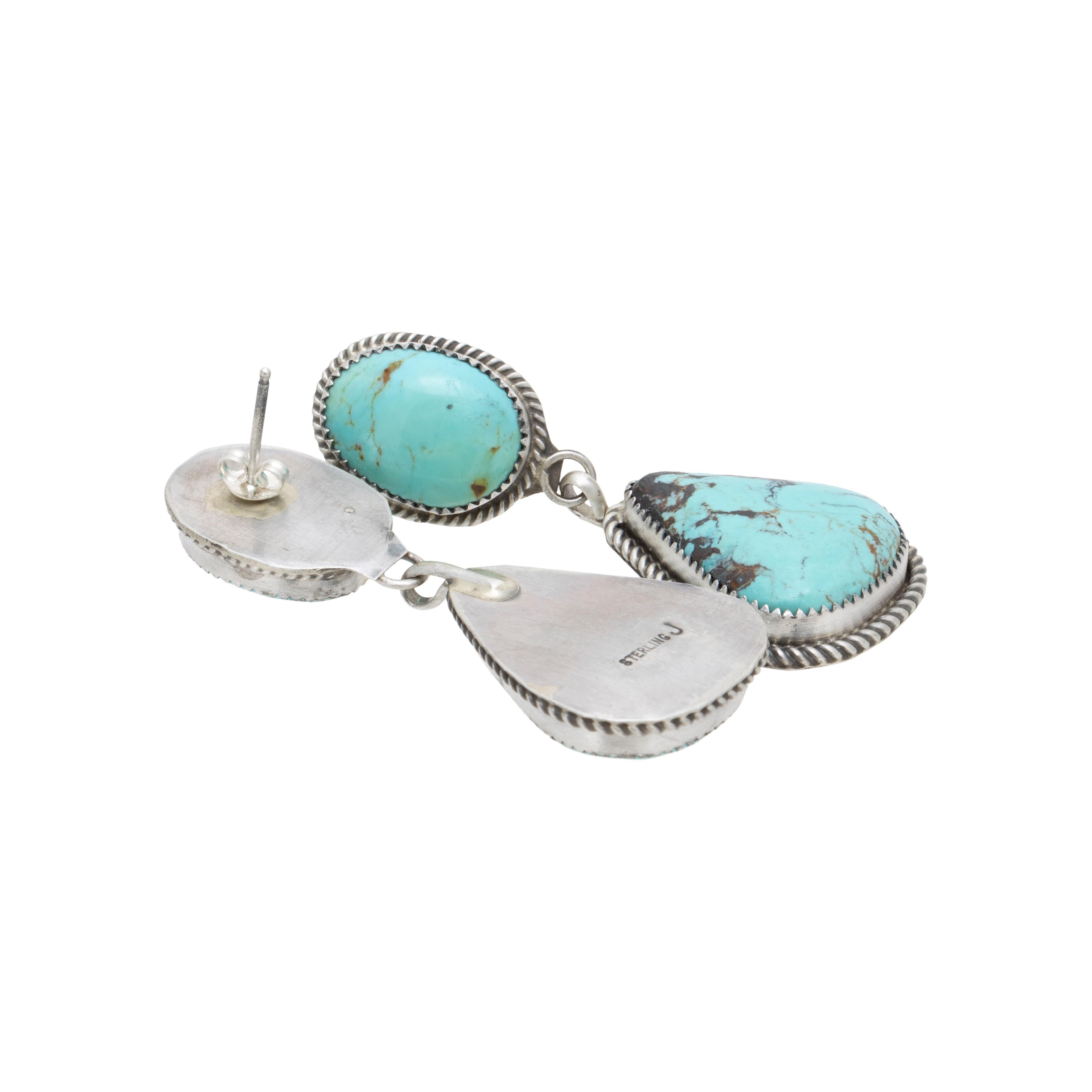 Taglio misto Orecchini a goccia in turchese Navajo e argento sterling in vendita