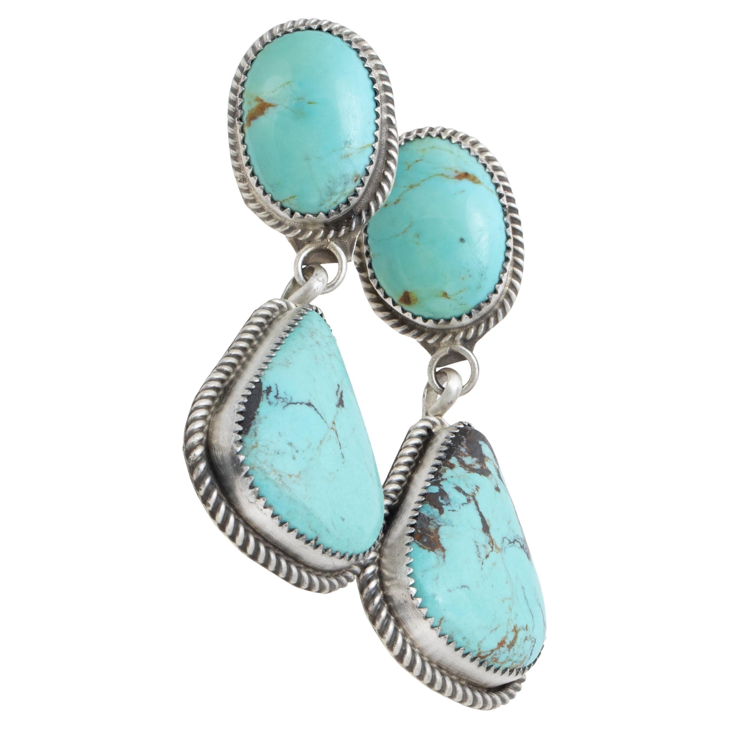 Orecchini a goccia in turchese Navajo e argento sterling