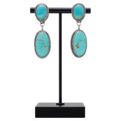 Orecchini a goccia in turchese Navajo e argento sterling