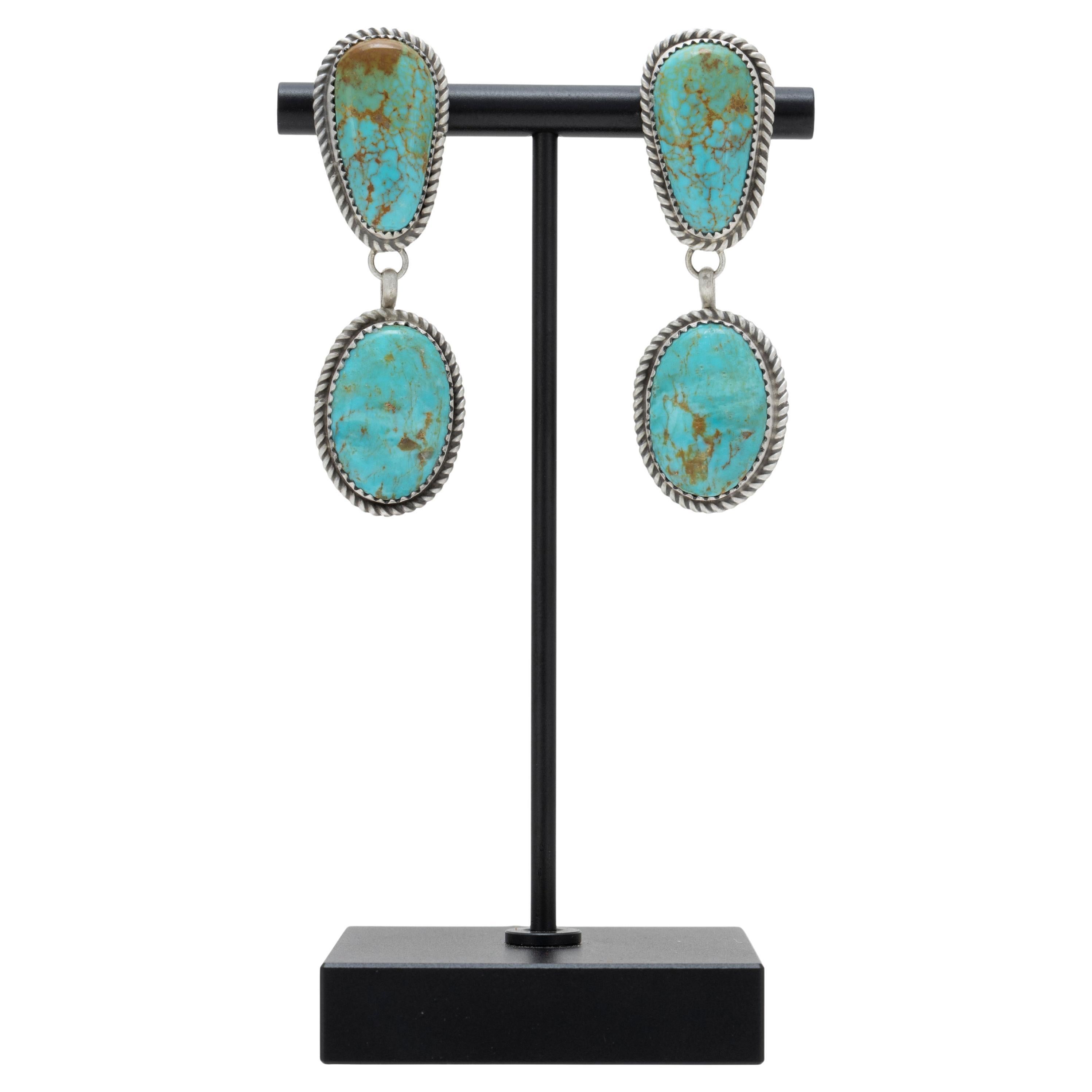 Orecchini a goccia in turchese Navajo e argento sterling