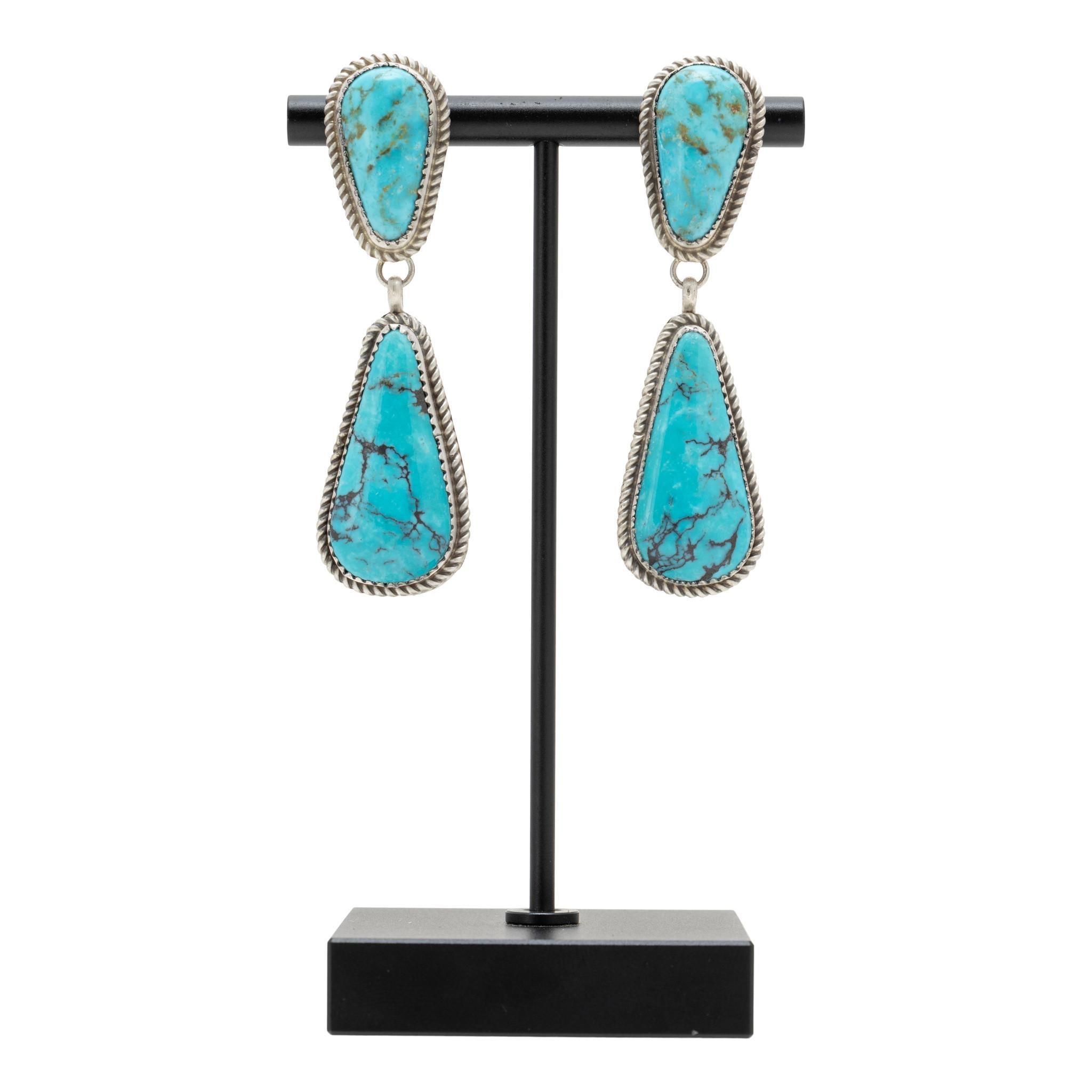 Orecchini a goccia in turchese Navajo e argento sterling in vendita