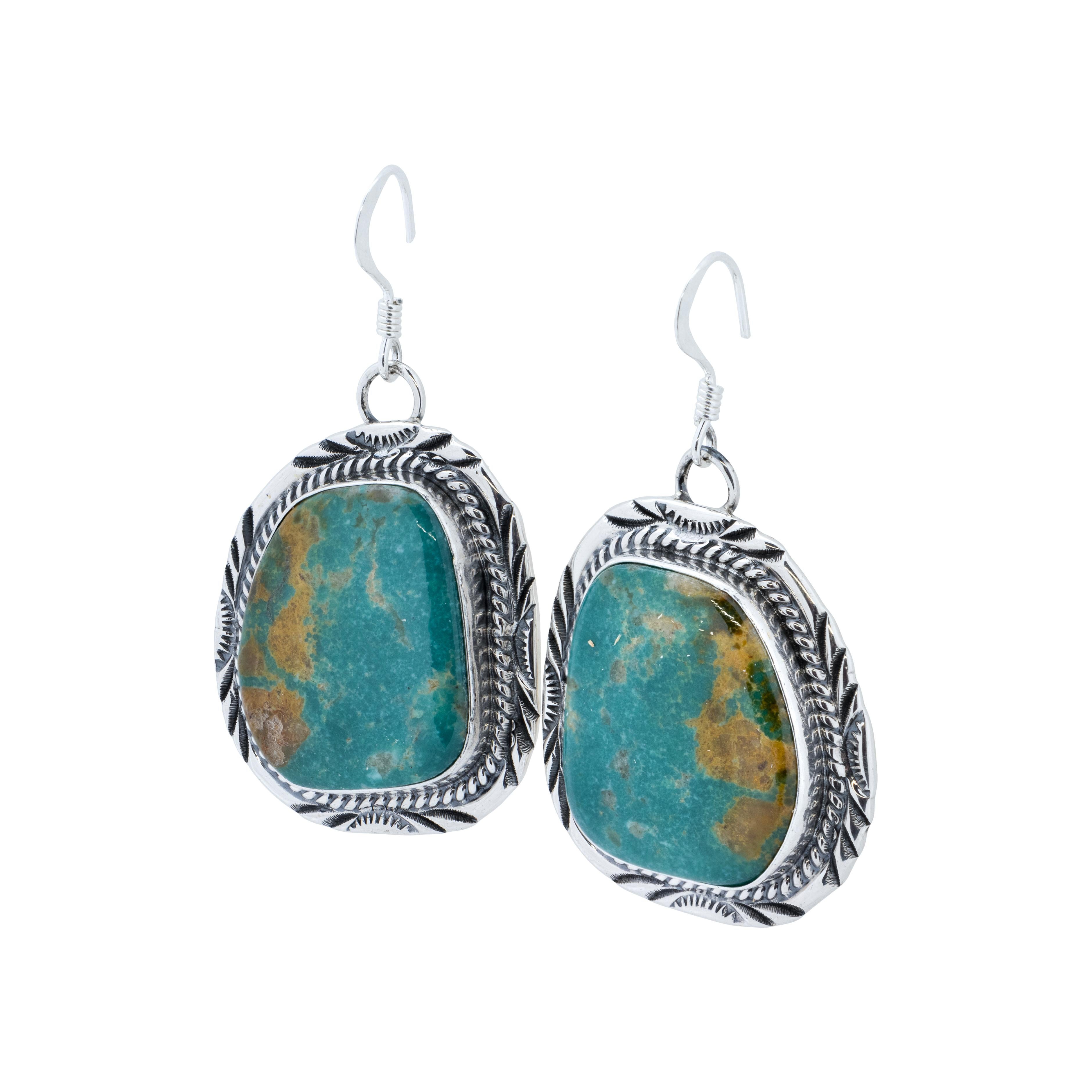 Native American Navajo Turquoise and Sterling Silver Earrings For Sale