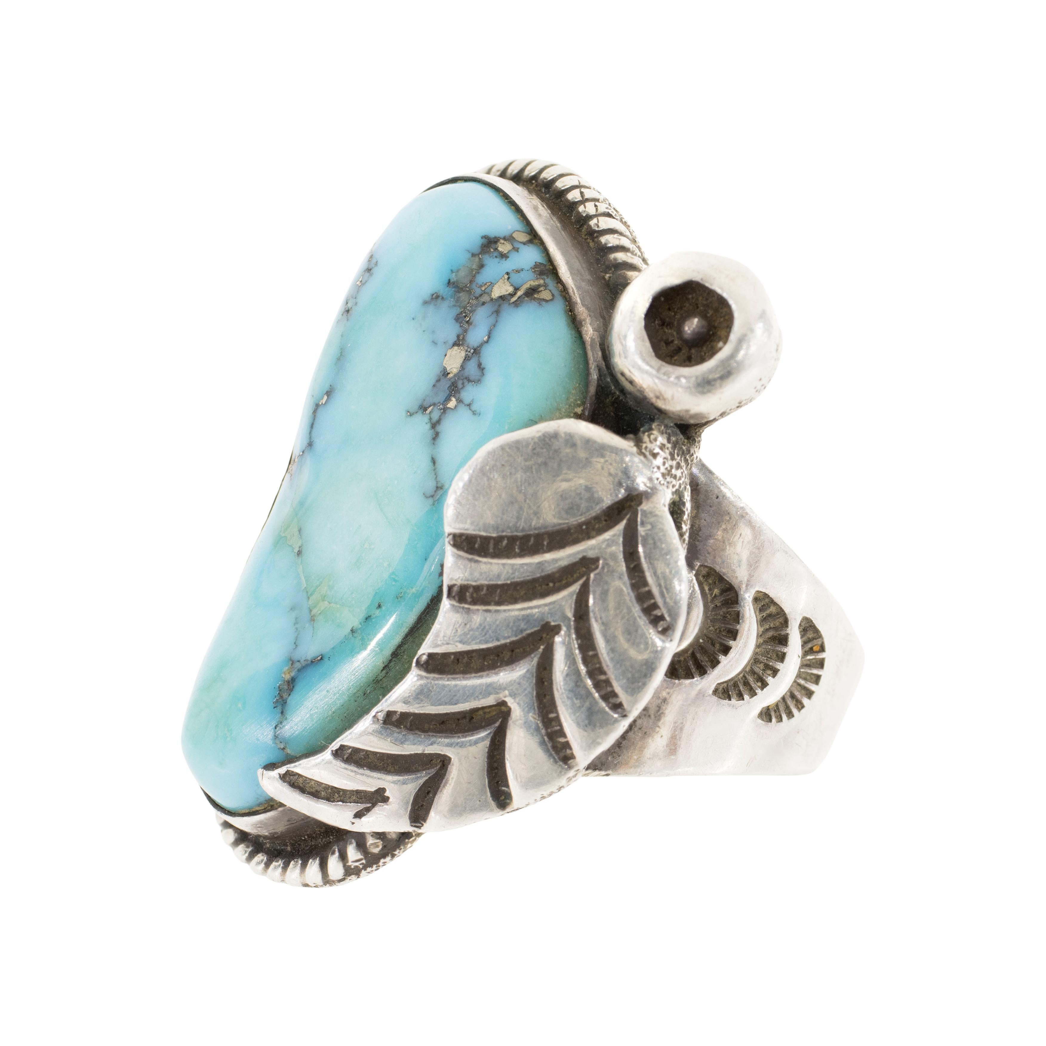 Native American Navajo Turquoise and Sterling Silver Ring For Sale